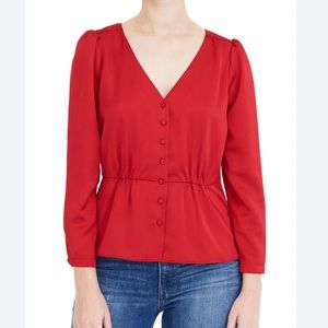 NWT J.CREW Peplum Satin Crepe Top In Festive Red Size 6